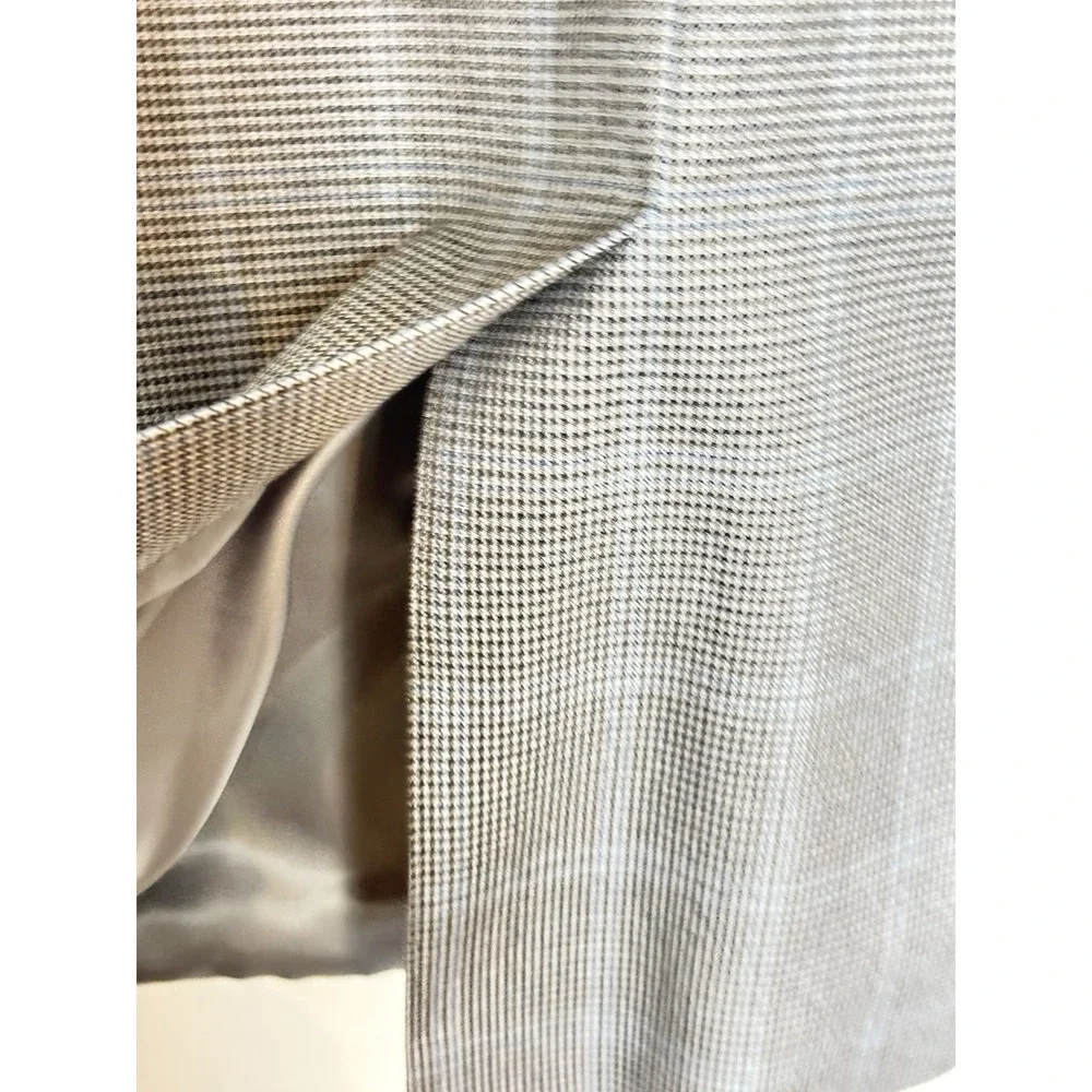 Chaps Men's 46R Windowpane Sport‎ Coat Blazer Jacket Gray Blue Business Classic